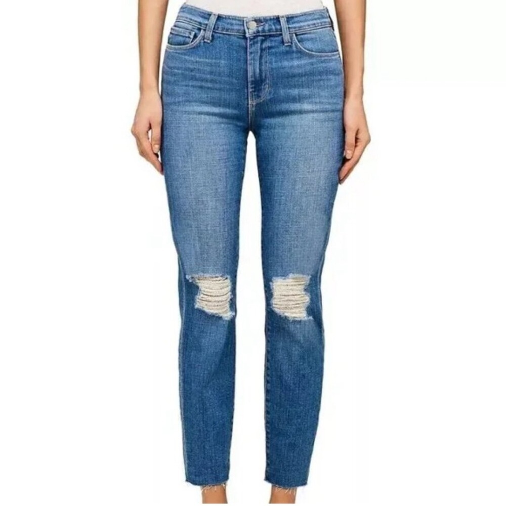 L'AGENCE Blue Skinny Jeans Distressed